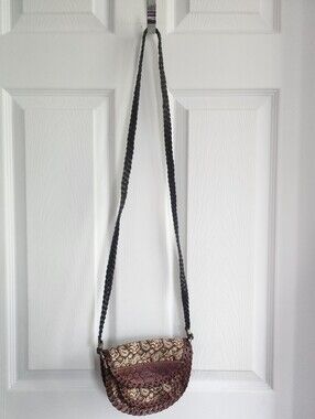 Boho RARE 1970 Woven Leather Crossbody Bag.Vintage-style bohemian saddle purse